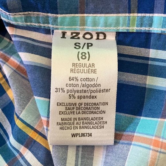 Boys size 8 Izod plaid short sleeved quality button down shirt - Picture 6 of 8